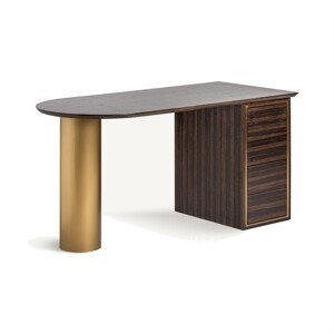 Estila Luxusný art deco písací stôl Lea z masívneho dreva so zlatou kovovou konštrukciou s glamour nádychom 150 cm