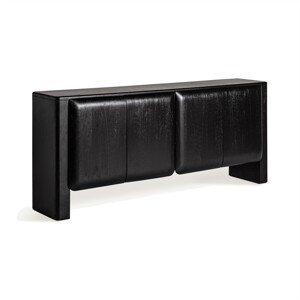 Estila Luxusný štvordverový príborník Alaric z mangového dreva s dizajnom čalúnených vankúšov čierna 190 cm