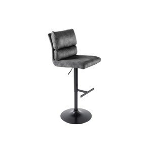 Estila Dizajnová industriálna barová otočná stolička Zoe so zamatovým poťahom v sivej farbe 100-121 cm