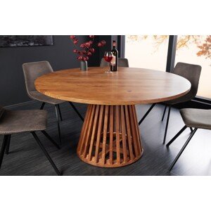 Estila Dizajnový masívny okrúhly stôl Gire v hnedej farbe 130 cm