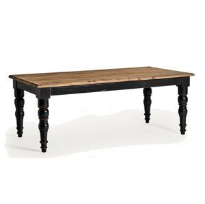 Estila Luxusný čierny obdĺžnikový jedálenský stôl Zena Noir s vyrezávanými nohami a vrchnou doskou v prírodnej hnedej farbe 200 cm