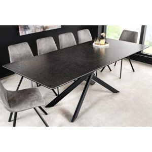 Estila Moderný rozkladací obdĺžnikový jedálenský stôl Tramontana s prekríženými nožičkami a antracitovou čiernou vrchnou doskou 160 cm