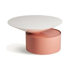 Estila Luxusný art deco konferenčný stolík Calla s moderným kruhovým dizajnom biela ružová 76 cm