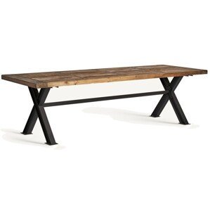 Estila Luxusný obdĺžnikový industriálny jedálenský stôl Inar s masívnou hnedou doskou a čiernou kovovou konštrukciou 280 cm