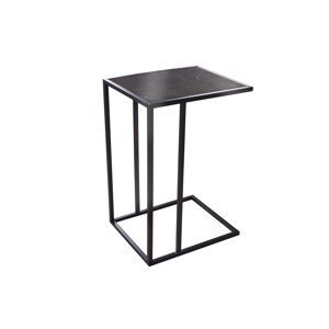 Estila Industriálny čierny príručný stolík Industria Marble s vrchnou doskou s mramorovým dizajnom v antracitovom odtieni 63 cm
