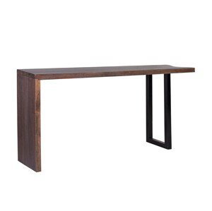 Estila Moderný dizajnový konzolový stolík Lense z hnedého masívneho dreva v s kovovými nožičkami 190 cm