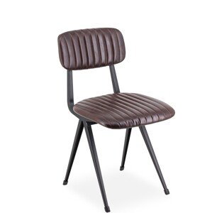 Estila Moderná kožená jedálenská stolička Hethford s čiernou kovovou konštrukciou a hnedým poťahom z ekokože 80 cm
