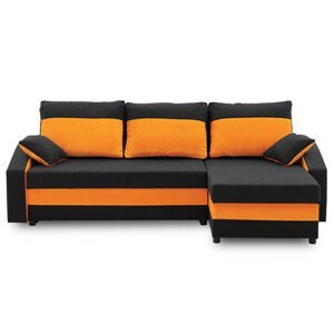 Rohová rozkládací sedací souprava HEWLET PLUS color Černá + oranžová