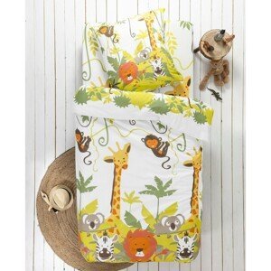 Detská posteľná bielizeň Džungľa s potlačou zvieratiek, bavlna