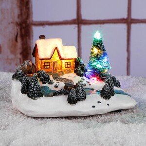 LED Vianočný domček v zimnej krajine