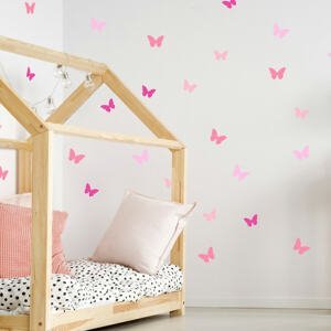 Motýliky v ružovom prevedení - nálepky na stenu pre dievča