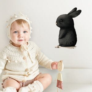 Samolepky pre deti - Čierny zajko