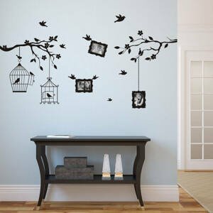 Nálepky na stenu - Vtáčiky v konároch pre fotky 9x13cm