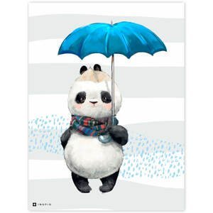 Obrázok do detskej izby Panda s modrým dáždnikom