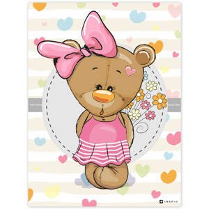 Obraz medvedíka s ružovou mašľou do dievčenskej izby