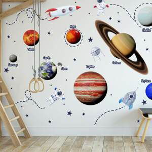 Nálepky na stenu do detskej izby - Vesmír, planéty, slnečná sústava