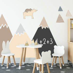 Nálepka hôr a kopcov v hnedých farbách s tabuľovou fóliou