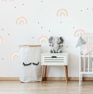 Pastelové dúhy s bodkami - nálepky na stenu pre dievčatá