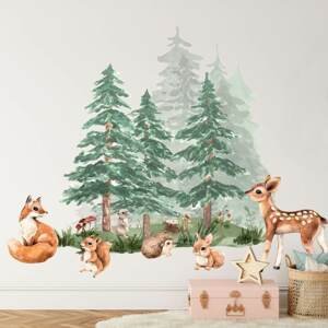 Les plný zvieratiek - samolepky na stenu pre deti