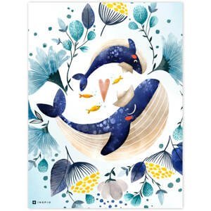 Obraz do detskej izby - Veľrybky s kvetmi