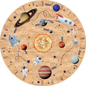 Kruhový koberec z korku - Vesmír planéty