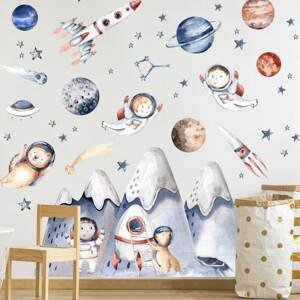 Nálepky na stenu - Malí astronauti a vesmír