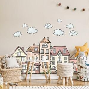 Nálepky na stenu pre deti - Akvarelové domčeky