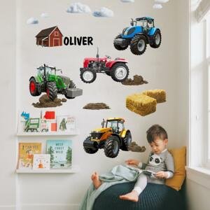 Nálepka na stenu pre chlapcov - Traktory s menom
