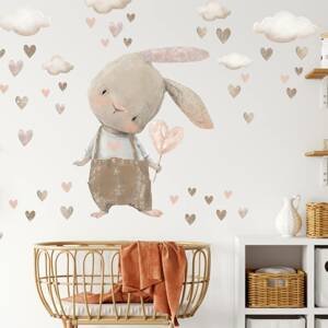Detská nálepka na stenu - Hnedý zajačik pre bábätká