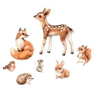 Nálepky na stenu lesné zvieratká - Líška, srnka, veverička