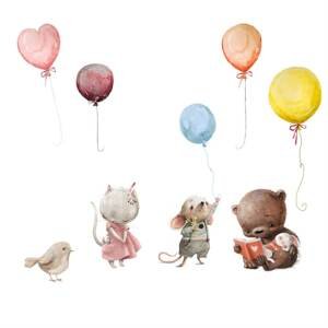 Nálepky nad postieľku - Zvieratká a balóny