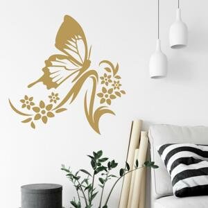 Nálepky na stenu - Motýľ na kvete