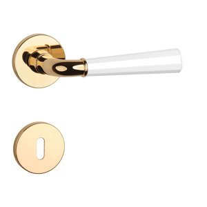 Kľučka na dvere ASM - MARIGOLD 2 - R 7S ZLL/BIM - zlatá lesklá/biela matná (LG/WH/WH) | MP-KOVANIA.sk