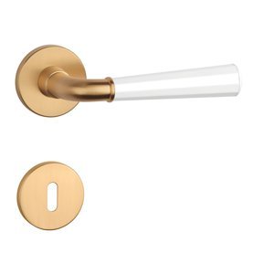 Kľučka na dvere ASM - MARIGOLD 2 - R 7S ZLM/BIM - zlatá matná/biela matná (KG/WH/WH) | MP-KOVANIA.sk