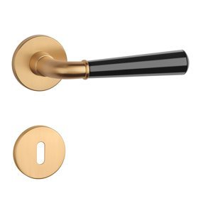 Kľučka na dvere ASM - MARIGOLD 2 - R 7S ZLM/CIM - zlatá matná/čierna matná (KG/BK/BK) | MP-KOVANIA.sk