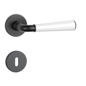 Kľučka na dvere ASM - MARIGOLD 3 - R 7S CIM/BIM/CIM - čierna matná/biela matná/čierna matná (BK/WH/BK) | MP-KOVANIA.sk