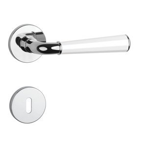 Kľučka na dvere ASM - MARIGOLD 3 - R 7S CHL/BIM/CHL - chróm lesklý/biela matná/chróm lesklý (LC/WH/LC) | MP-KOVANIA.sk