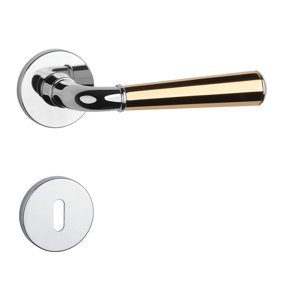 Kľučka na dvere ASM - MARIGOLD 3 - R 7S CHL/ZLL/CHL - chróm lesklý/zlatá lesklá/chróm lesklý (LC/LG/LC) | MP-KOVANIA.sk