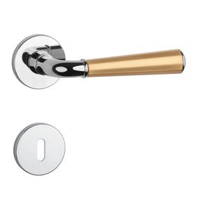Kľučka na dvere ASM - MARIGOLD 3 - R 7S CHL/ZLM/CHL - chróm lesklý/zlatá matná/chróm lesklý (LC/KG/LC) | MP-KOVANIA.sk