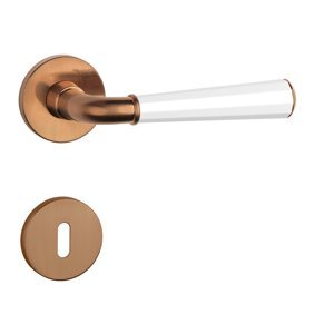 Kľučka na dvere ASM - MARIGOLD 3 - R 7S MEM/BIM/MEM - meď matná/biela matná/meď matná (PN/WH/PN) | MP-KOVANIA.sk