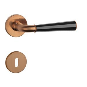 Kľučka na dvere ASM - MARIGOLD 3 - R 7S MEM/CIM/MEM - meď matná/čierna matná/meď matná (PN/BK/PN) | MP-KOVANIA.sk