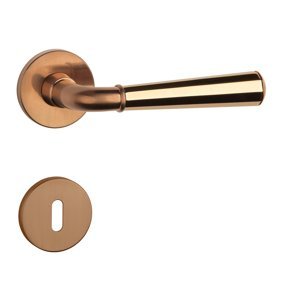 Kľučka na dvere ASM - MARIGOLD 3 - R 7S MEM/ZLL/MEM - meď matná/zlatá lesklá/meď matná (PN/LG/PN) | MP-KOVANIA.sk
