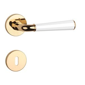 Kľučka na dvere ASM - MARIGOLD 3 - R 7S ZLL/BIM/ZLL - zlatá lesklá/biela matná/zlatá lesklá (LG/WH/LG) | MP-KOVANIA.sk