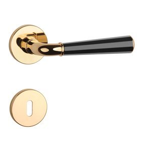Kľučka na dvere ASM - MARIGOLD 3 - R 7S ZLL/CIM/ZLL - zlatá lesklá/čierna matná/zlatá lesklá (LG/BK/LG) | MP-KOVANIA.sk