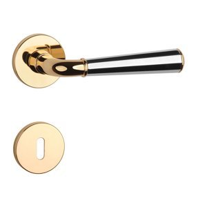 Kľučka na dvere ASM - MARIGOLD 3 - R 7S ZLL/CHL/ZLL - zlatá lesklá/chróm lesklý/zlatá lesklá (LG/LC/LG) | MP-KOVANIA.sk