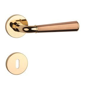 Kľučka na dvere ASM - MARIGOLD 3 - R 7S ZLL/MEM/ZLL - zlatá lesklá/meď matná/zlatá lesklá (LG/PN/LG) | MP-KOVANIA.sk