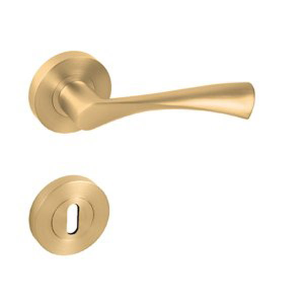Kľučka na dvere MP - SPIRIT - R ZLM - zlatá  matná (SATIN BRASS) | MP-KOVANIA.sk