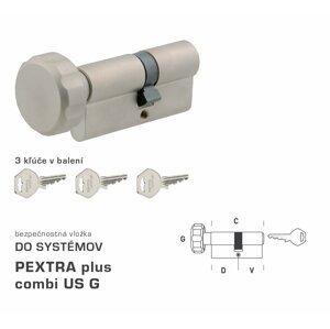 Bezpečnostná vložka DK - PEXTRA plus combi US G - s gombíkom NIM - nikel matný | MP-KOVANIA.sk