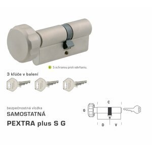 Bezpečnostná vložka DK - PEXTRA plus S G - s gombíkom NIM - nikel matný | MP-KOVANIA.sk