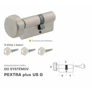 Bezpečnostná vložka DK - PEXTRA plus US G - s gombíkom NIM - nikel matný | MP-KOVANIA.sk